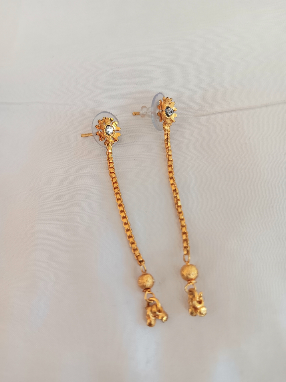 Gold-Dangle Earrings with Crystal Accent